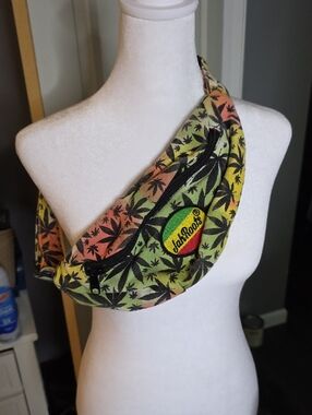 Roots Rasta Leaf Print Waist Bag in Green/Yellow/Orange
